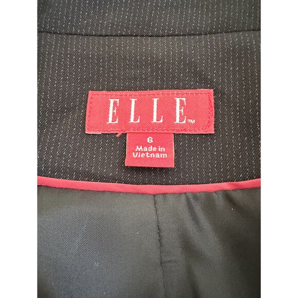 NWT Elle Blazer Womens Size 6 Black Pinstripe Peplum Tailored Three Button - Picture 3 of 9